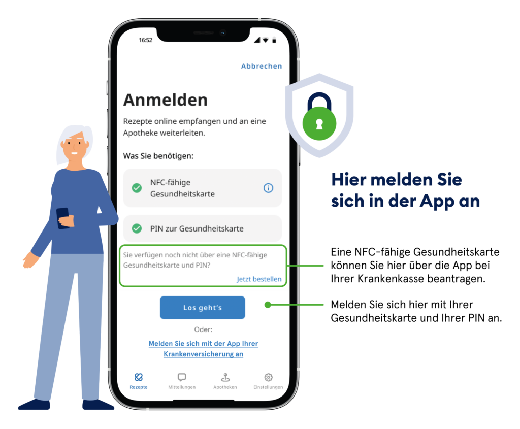 Infografik E-Rezept App Anmeldung